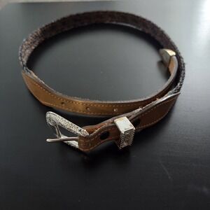 Brushy Creek USA Woven Western Belt Leather Trim Brown Black Wmn 30 (36")